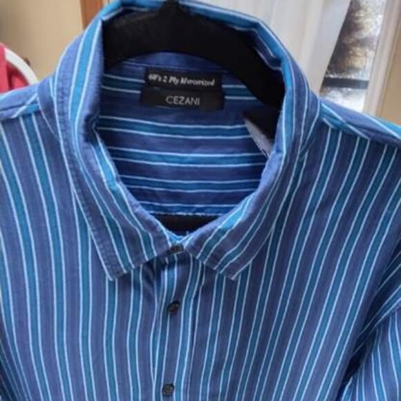 Cezani Men's Long-Sleeved Pin Striped Causal / Dress Shirt XL - Picture 7 of 7